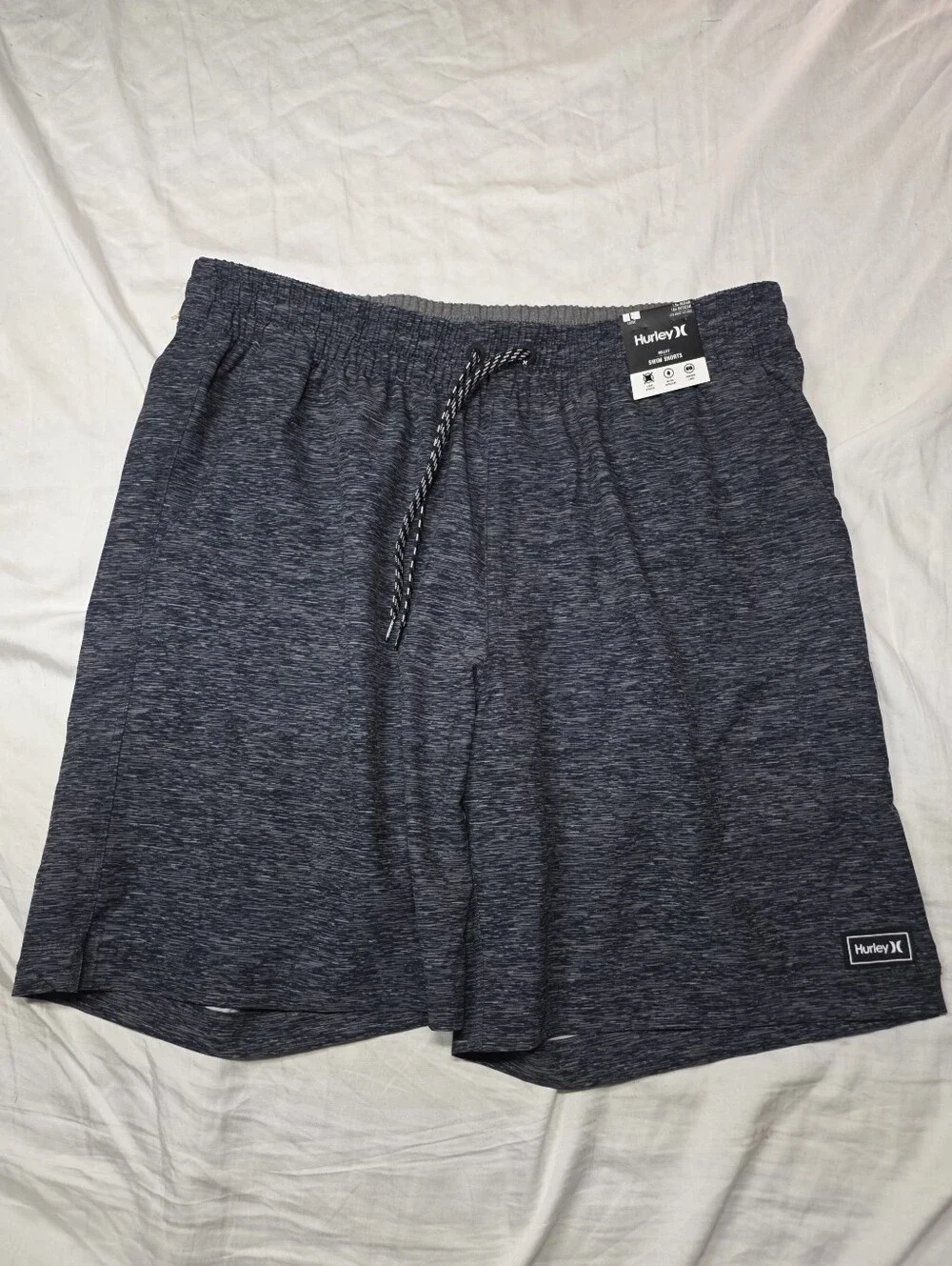 Hurley Men's Spacedye Charcoal Volley Swim Shorts  Inner Liner 2 In 1 Large